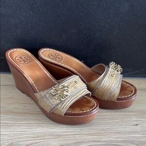 Tory Burch Gold Wedge Sandals